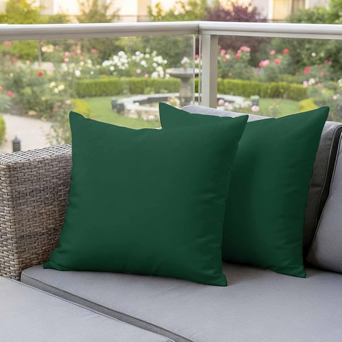 Outdoor Pillow Covers,Dark Hunter Green Decorative Throw Pillow Cover Waterproof Pillowcase Set of 2,Linen Cushion Case for Sofa Couch Bed 24x24 Inch,Olive Green