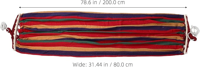 Kisangel Outdoor Camping Hammock with Thickened Canvas and Duckbill Buckle, Single-Person 200X80Cm Striped Tree Hammock for Hiking and Backyard Relaxation