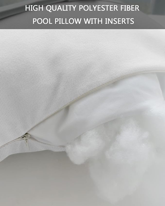 Outdoor Pillows Covers with Inserts Solid White Waterproof Recliner Pillow with Adjustable Strap Throw Pillows for Patio Furniture Pool Lounge Chair, 11x16 inch, 1PCS