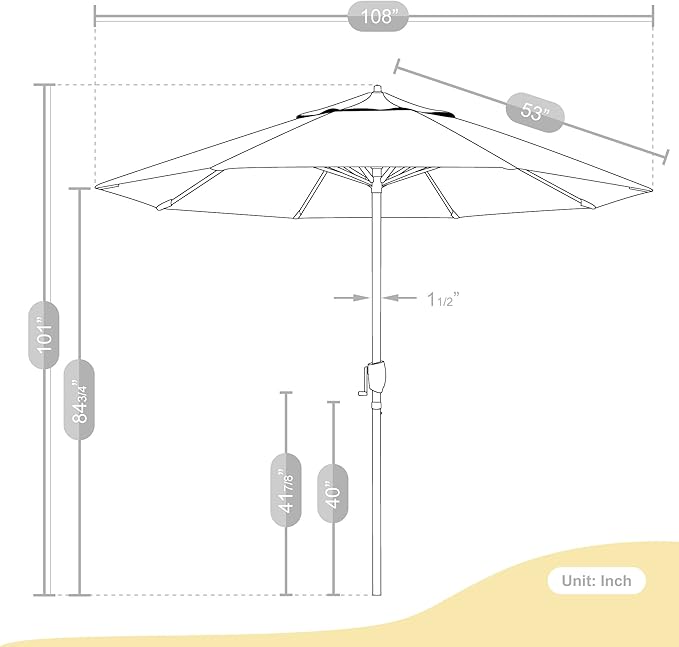 California Umbrella 9' Rd Sunbrella Aluminum Patio Umbrella, Crank Lift, Auto Tilt, Bronze Pole, Sunflower Yellow