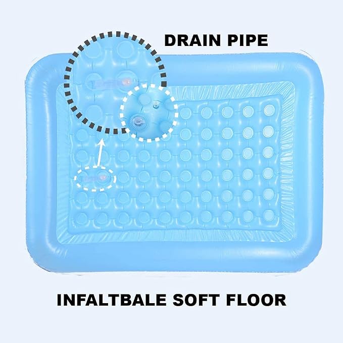Inflatable Pools for Kids and Adults, 82" X 57" X 25" Kiddie Pools with Inflatable Soft Floor, Durable Family Swimming Pool for Backyard, Garden or Indoor (Blue)