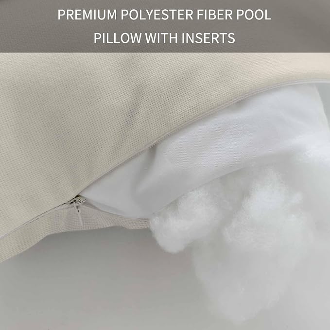 Cream Outdoor Lumbar Pillow 12x20 Inch, Farmhouse Solid Beige Color Modern Art Waterproof Throw Pillow Covers with Insert, Decorative Headrest Pillows for Office Car Travel