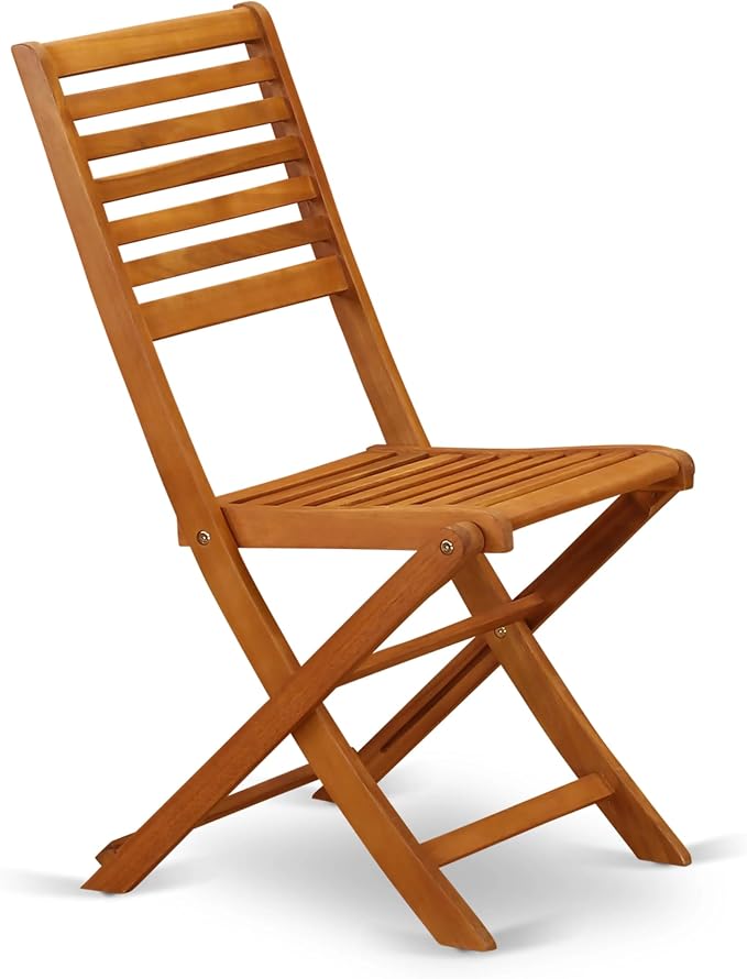 East West Furniture AEBS5CWNA 5 Piece Outdoor Patio Dining Sets Includes a Rectangle Acacia Wood Table and 4 Folding Side Chairs, 36x60 Inch, Natural Oil