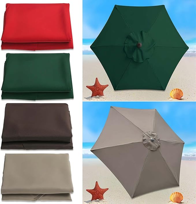 10ft Patio Umbrella Replacement Canopy 8 Ribs, Waterproof & Fade Resistant Market Umbrella Cover, Thickened Polyester Fabric for Backyard, Garden and Pool (Canopy Only) (Gray)