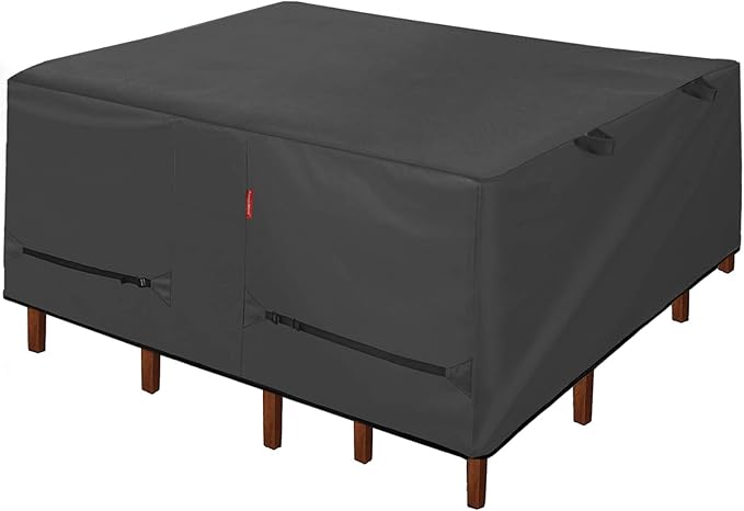 Porch Shield Patio Table Cover - Waterproof Outdoor Dining Table and Chairs Furniture Set Cover Square - 64 x 64 inch, Black