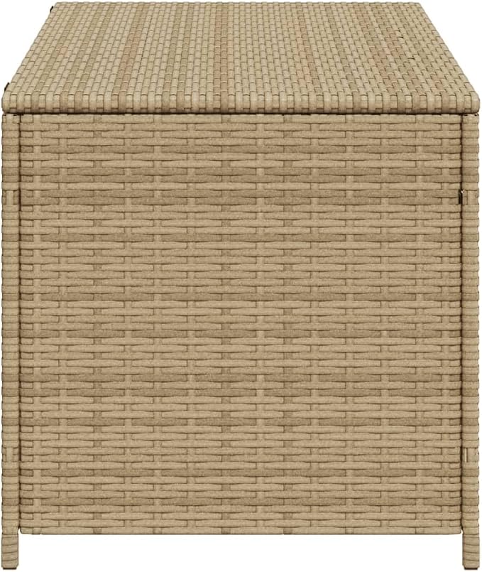 vidaXL Garden Storage Box, Outdoor Cushion Storage Box with Lid, Patio Furniture, Toy Chest, Modern Style, Mix Beige 50.2 Gal Poly Rattan