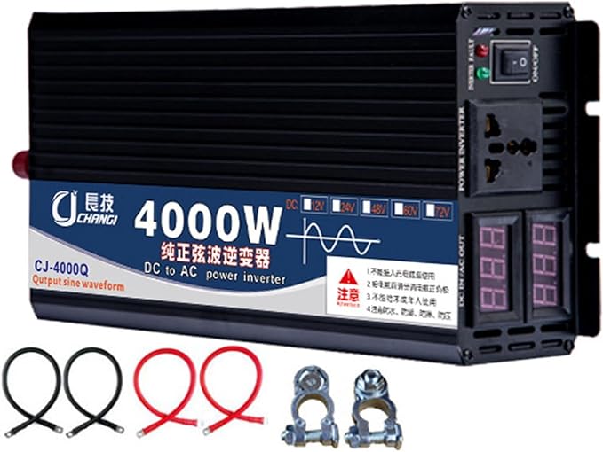 Upgraded high Power 6000W 8000W 10000W 12000W 16000W Pure Sine Wave Power Inverter 12V 24V 48V DC to 110V 220V AC Converter with LED Display for Car/RV Home Solar System(4000W,48vto110V)
