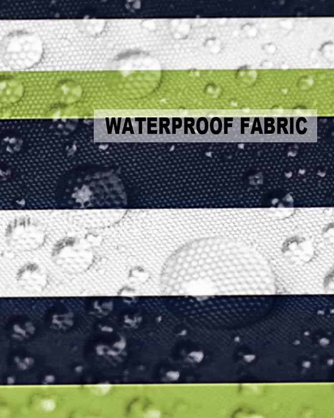 Pack of 2 Blue Green White Stripes Outdoor Pillow Waterproof Covers 20x20 inch, Classic Geometric Polyester Throw Pillow Covers Garden Cushion Decorative Case for Patio Couch Decoration