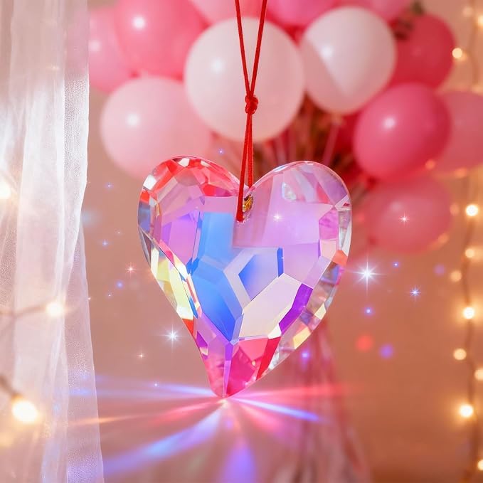 70mm Heart Crystal Prisms Suncatchers for Window Hanging Rainbow Maker Gift | Colorful,Sun Catcher Indoor Window,Glass Ornament for Christmas Tree Valentine's Anniversary Wedding Party Decoration