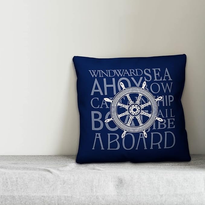 Sea Sentiments Indoor/Outdoor Pillow | Decorative Pillows for Living Room Couch Bed Sofa Patio, Fluffy Soft Cushion | Water Resistant Blue, 18x18