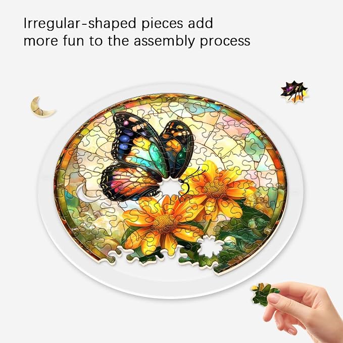 Acrylic Puzzle Suncatcher, Jigsaw Puzzle Sun Catcher, 7.87 in | Butterfly & Flower Acrylic Jigsaw Puzzle, Suncatcher Puzzles Kit Home Garden Decor, Mothers Day Birthday Gifts for Mom, Adult