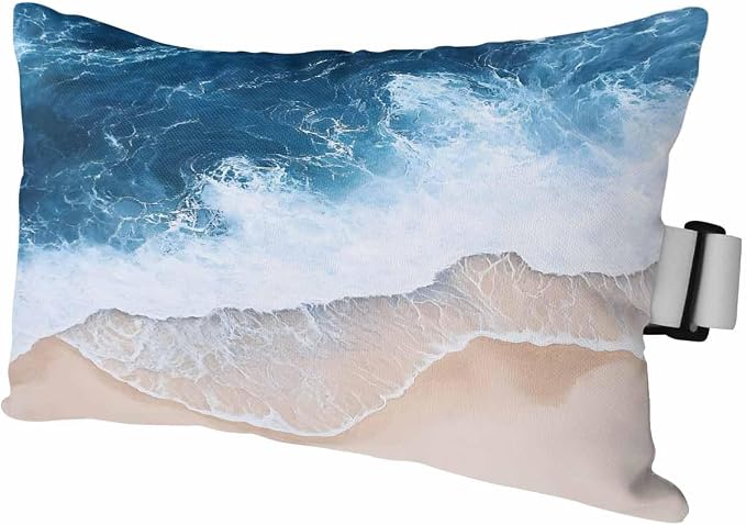 Chaise Lounge Head Pillows,Coastal Ocean Wave Beach Theme Lumbar Pillow for Patio Beach Pool Outdoor Waterproof Patio Throw Pillows Abstract Blue White Stripe