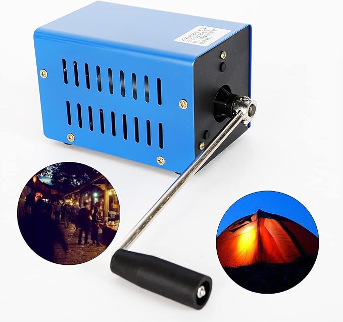 20W USB Charger Hand Crank Generator Outdoor Portable Emergency Power Supply for Camping High Power 2000rmp/min Blue