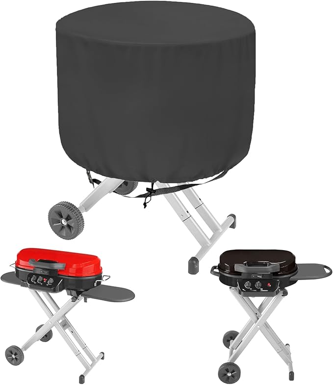 Patio Table 2 Chair Cover (Black), 23" DIA X 18"H, Portable Propane Grill cover, Outdoor Patio Furniture Cover Waterproof for Coffee Table, Hot Tub Side Table with 7.5 Gallon Beer and Wine Cooler