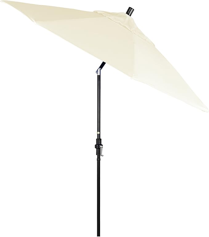 California Umbrella 9' Round Crank Lift, Collar Tilt, Aluminum Pole, Fiberglass Rib Patio Umbrella,