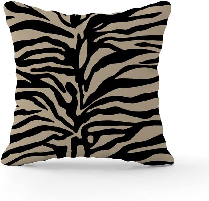 Tiger Print Black Light Brown Throw Pillow Covers Animal Tiger Print Throw Pillow Covers 18x18 INModern Accent Farmhouse Decor Pillow for Patio Furniture Garden