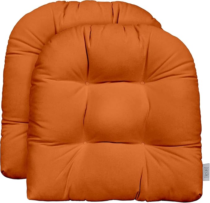 RSH DECOR: Sunbrella Tufted Wicker U-Shape Cushions Set of 2 | 22” x 22” | Outdoor Seat Cushions for Patio Furniture| Crafted with Sunbrella Performance Fabric | Canvas Tuscan