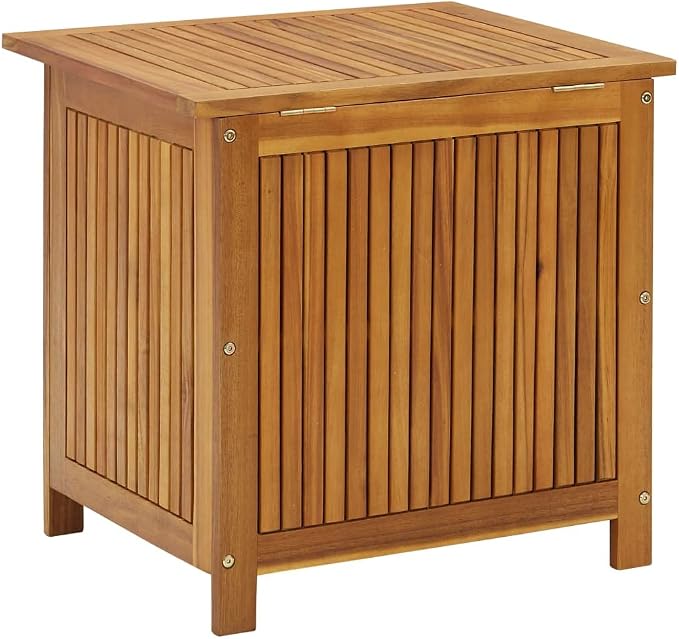Wooden Deck Box Large Outdoor Storage for Patio Furniture, Garden Tools, Pool Supplies, Outdoor Backyard Patio Storage Deck Box Container, 23.6"x19.7"x22.8" Solid Acacia Wood