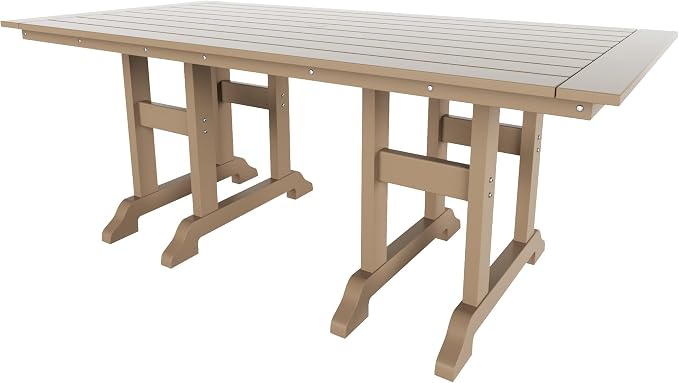 WO Home Furniture Adirondack Patio Dining Chair Table Bench Set of 6 PCS Rectangle Dinner Table Dining Arm-Chairs (Weathered Wood)