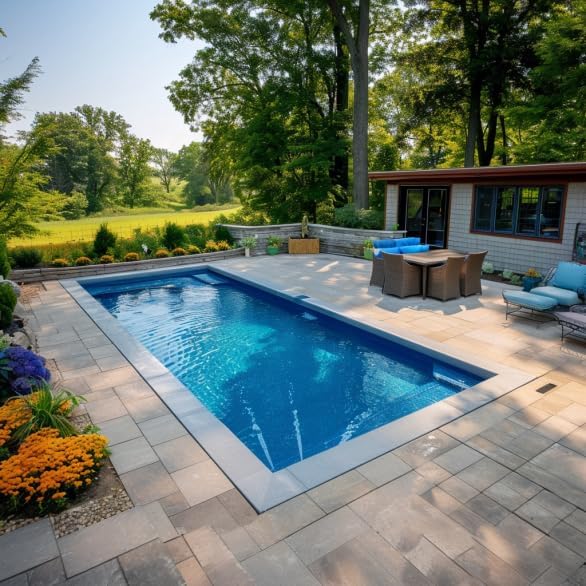 Above Ground & Inground Dual Purpose Fiberglass Swimming Pool Shell, Outdoor Swimming Pools for Backyard, Rectangular Family Swimming Pool (212.6 inches Rectangular)