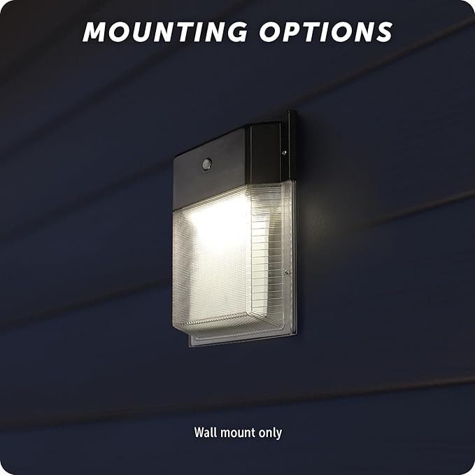 Globe Electric 23W Black Wall Pack 2000 Lumens Hardwired Automatic Dusk to Dawn Outdoor Integrated LED Flood Light Security Light, Spotlight, Outside House Lights