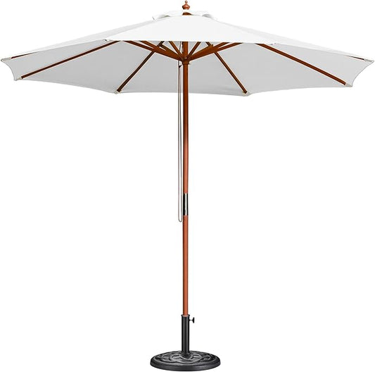 Yescom 9ft Coastal Solid Wood Umbrella Pulley Lift Commercial Base with Wheel Included for Seaside Restaurant Terrace Poolside Beach Club