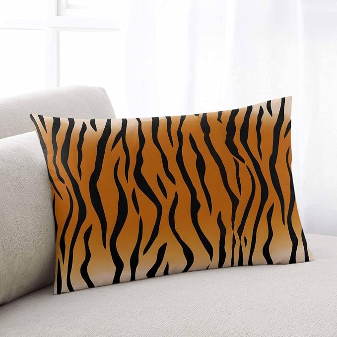 Outdoor Waterproof Throw Pillows Natural Tiger Skin Texture Patio Pillows,Decorative Pillow Covers with Insert,Pillow Cushion Case for Garden Couch Sofa Wildlife Animals Striped