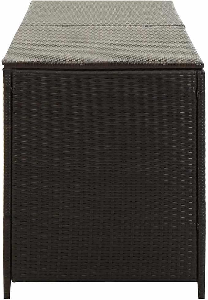 Patio Storage Box, 78.7 Inch Large Poly Rattan Deck Box for Outdoor Cushions and Garden Tools, Rectangular Storage Trunk with PE Liner for Backyard and Balcony, Brown