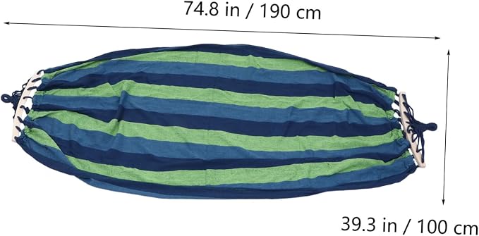 Portable Outdoor Travel Hammock Striped Canvas Swing Bed Lightweight Breathable Easy Assembly for Camping Beach Backyard Use