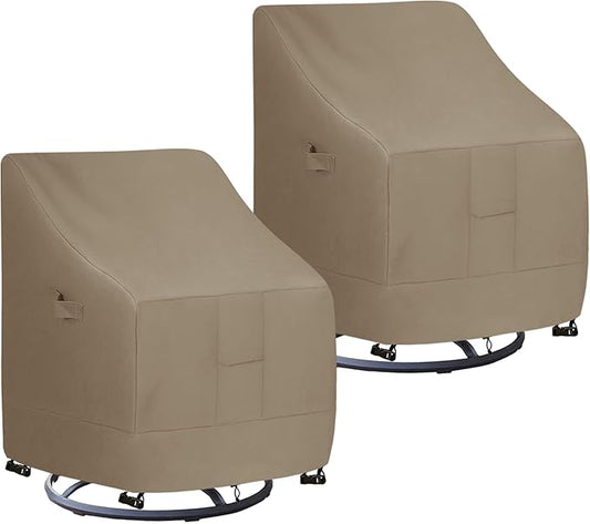 Easy-Going Waterproof Outdoor Swivel Chair Cover UV Resistant Patio Chair Cover Weatherproof Lawn Outdoor Furniture Cover with Tape Sealed Seam (2 Pack-30Wx34Dx38.5H inch, Camel)