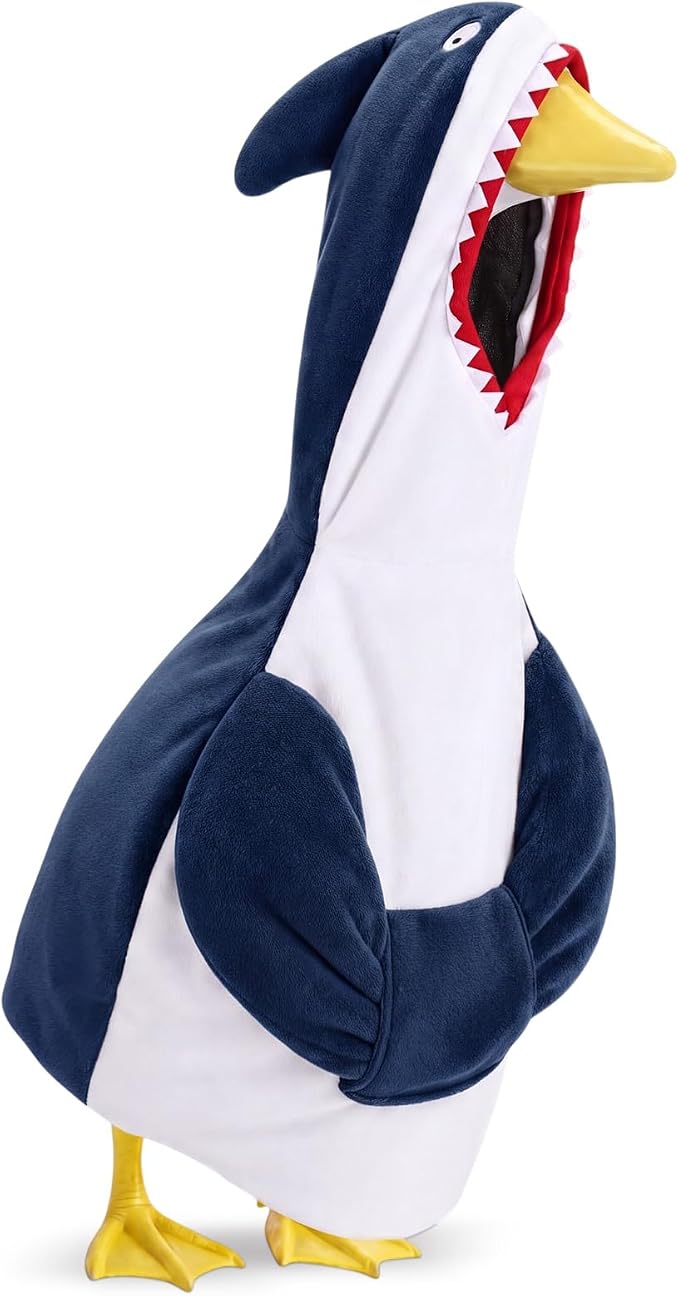 Porch Goose Outfit Set for 23 Inch Porch Goose Costume Statue Clothes with Shark Themed Costumes for Yard, Lawn, Patio, Garden, Cartoon Birthday, Festive