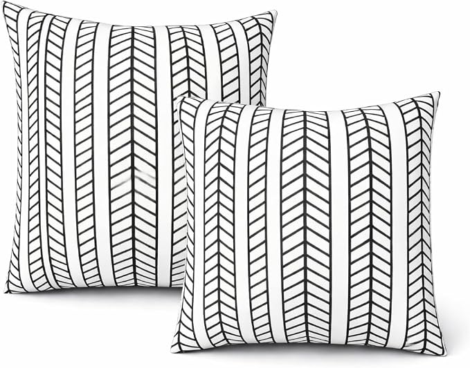 2 Pack Outdoor Throw Pillows, 18x18 Decorative Pillows with Insert, Waterproof Patio Cushions for Garden, Porch, Poolside, Soft Outdoor Pillows Decorative Pillow Covers for Indoor Outdoor
