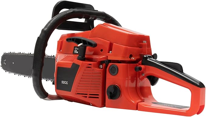 20-Inch Gasoline Chainsaw, 52CC 2200W 2-Stroke Gas Chainsaw 10500RPM High Speed Single Cylinder Air-Cooled Chain Saw, Self-Reset Pull Start Cordless Gas Chain Saw for Forest Harvesting Wood Cutting