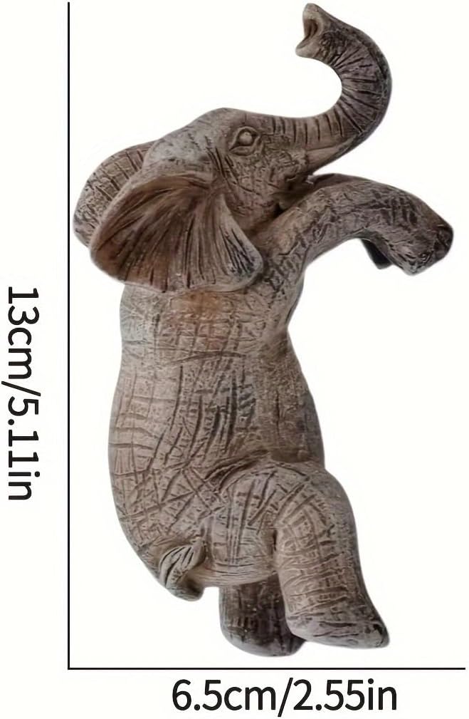 Cute Climbing Elephant Flower Pot Hugger Figurines Resin Hanging Elephant Statue Planter Pot Decorations for Home Garden Fence Balcony Patio Lawn Yard Ornaments