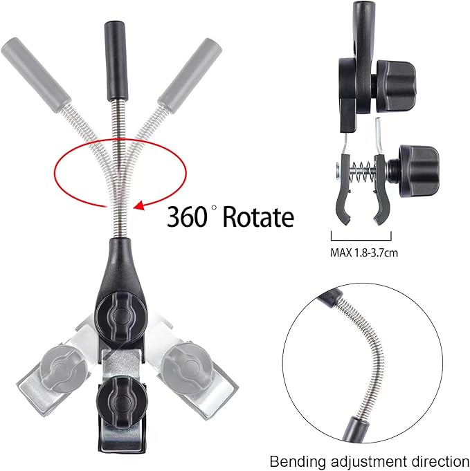 Beach Chair Umbrella with Universal Clamp,360° Adjustable Sunshade Umbrella,Clip on Parasols for Patio,Wheelchairs,Golf Carts