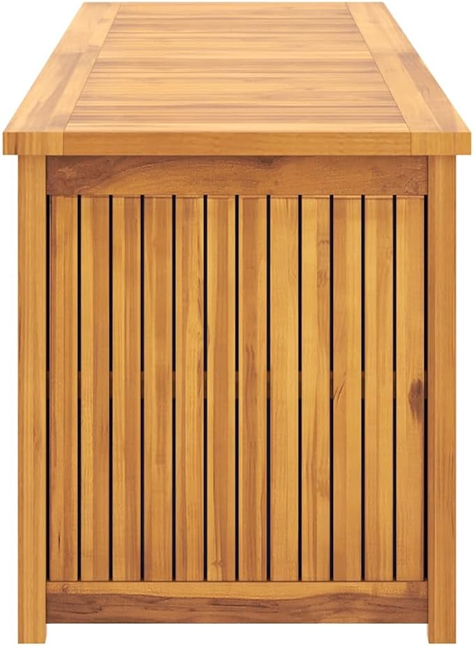 Garden Box Outdoor Storage Box Solid Teak Wood Deck Box for Patio Cushions and Garden Tools, Rectangular Wood Storage Chest with Natural Finish, 68.9 x 19.7 x 21.7 Inches