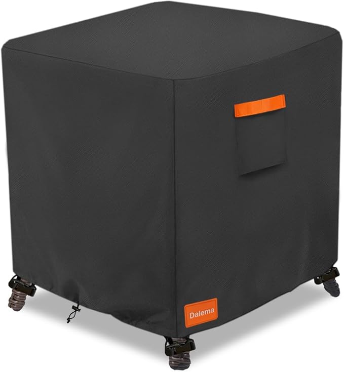 Waterproof Outdoor Ottoman Cover Square,600D Heavy Duty Patio Small Side Table Cover,Patio Furniture Covers for End Table 25" W x 25" D x 18" H,Black