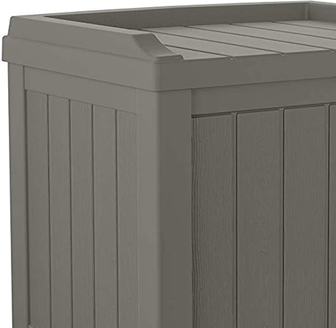 Suncast 22 gallon Indoor/Outdoor Backyard Patio Small Storage Deck Box with Attractive Bench Seat and Reinforced Lid, Stone (3 Pack)