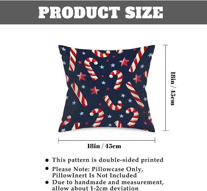 18x18 Inch Outdoor Pillow Covers Set of 2 Waterproof Throw Pillow Covers Decorative Couch Cushion Covers Christmas Candy Star Square Pillowcases Protectors for Patio Garden Sofa