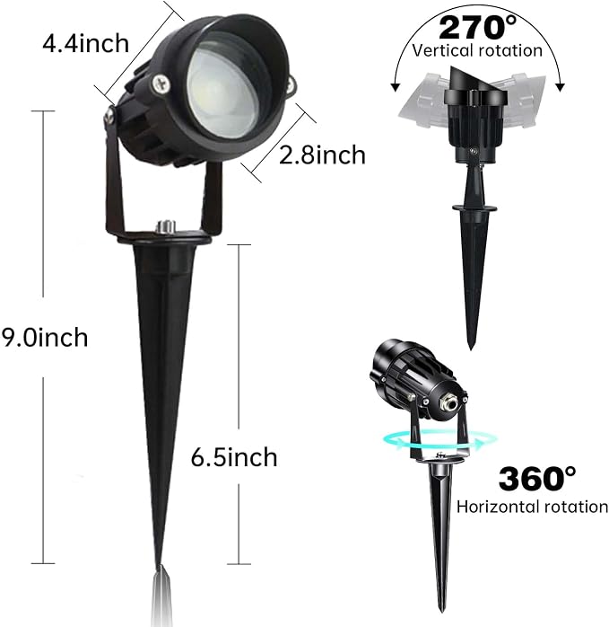 LAVAED 10W Landscape Lighting 12/24V Low Voltage Landscape Lighting LED Outdoor Spotlights 1000LM Waterproof Garden Uplights for Pathway,Patio,Yard,Flag,Tree(8Pack with Connectors)