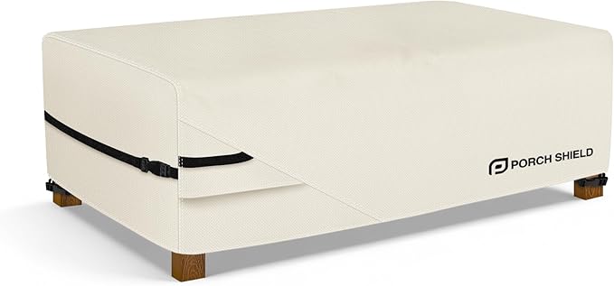 Porch Shield Patio Coffee Table Cover - Waterproof Outdoor Furniture Rectangular Small Table Covers 42 x 24 inch, Beige