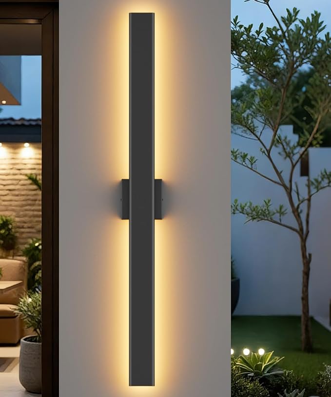 Aipsun Black Outdoor Wall Sconce 3000K 4000K 6000K, 39.4in Modern Exterior Light 1 Pack, Long LED Linear Wall Light Outside Lighting for Entrance, Hallway, Garage, Porch(3CCT)