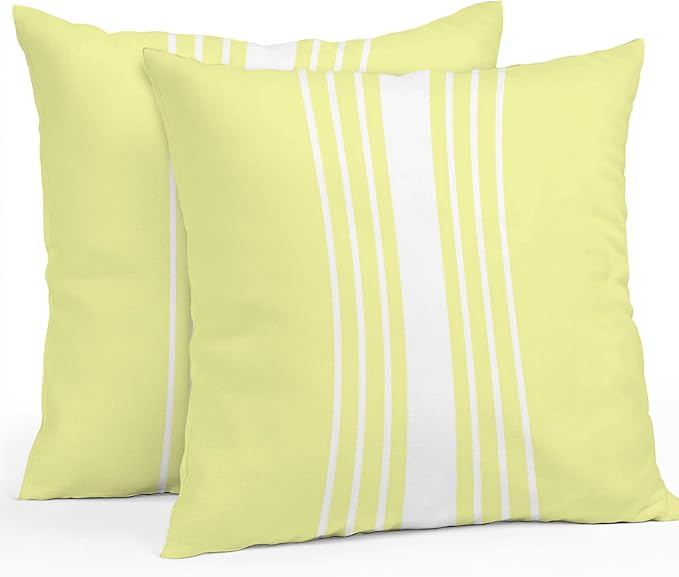 Yellow White Stripe Outdoor Pillow Covers 26x26 Inch Throw Pillow Covers Set of 2 Waterproof Decorative Pillow Cases Modern Rustic Vertical Striped Cushion Covers for Patio Furniture Garden Couch Sofa
