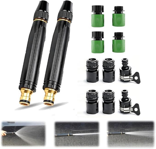 High Pressure Power Washer Nozzle with Connector Set, Garden Hose Pressure Washer, Sturdy Cleaning Accessory for Car Washing and Outdoor Cleaning (2 Set)