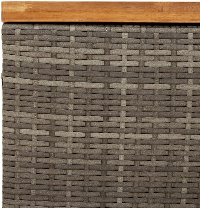 Patio Storage Box, Deck Box Organization and Storage, Deck Storage Container Box for Patio Furniture,Outdoor Cushions, Pool Supplies, Gray 43.3"x21.7"x24.8" Poly Rattan Acacia Wood