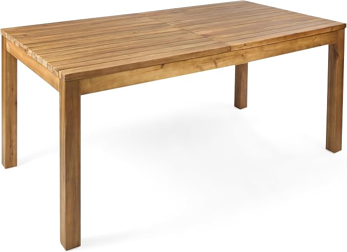 Christopher Knight Home Rosita Extendable Acacia Wood Outdoor Dining Set for 6, Expandable Patio Dining Table and Chairs Set of 6, Solid Wood Outdoor Dining Armchair and Table Set, Teak+Natural Washed