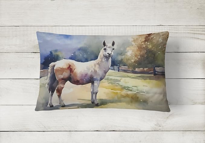 Caroline's Treasures DAC2959PW1216 Llama Throw Pillow Machine Washable, Indoor Outdoor Decorative Pillow for Couch, Bed or Patio, 12HX16W