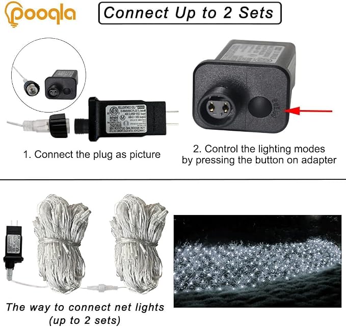 Cool White Net Lights, 21x 5ft Christmas Lights Outdoor Clear Wire | 360 LED Large Net Mesh Lights Plug in, 8 Modes Waterproof Connectable Bushes Lights for Christmas Hedge Yard Decor