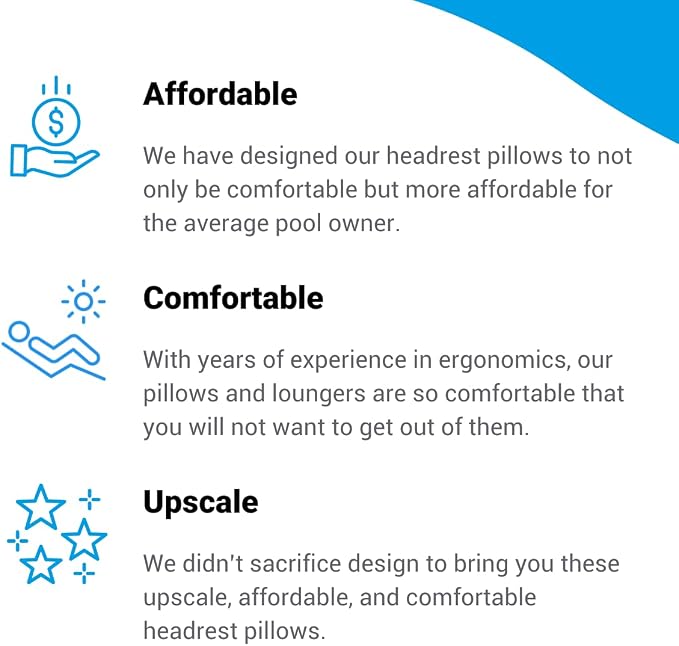 Aqua Outdoors Pool Pillow for in Pool Lounger, Pool Chairs, Headrest | Pool Lounger Pillow, Pool Lounger Pillows with Strap, Pool Lounge Chair Pillows, Sun Shelf, Baja Ledge