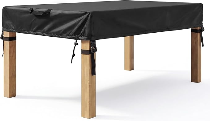 WOMACO Patio Rectangle Table Covers, Waterproof Patio Furniture Covers, UV Resistant Outdoor Cover for Rectangular Table, Black - 61" x 35.5"